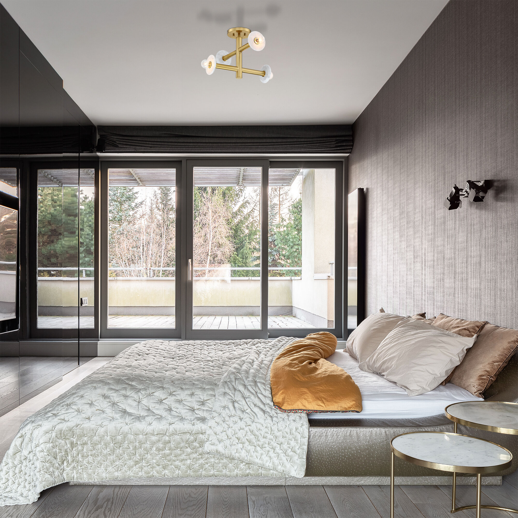 Fina 4 Light 16 inch Brushed Gold Semi Flush/Convertible Ceiling Light